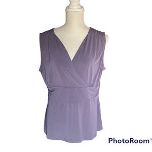 George Stretch Surplice Crossover V-Neck Sleeveless Top in Lavender Purple